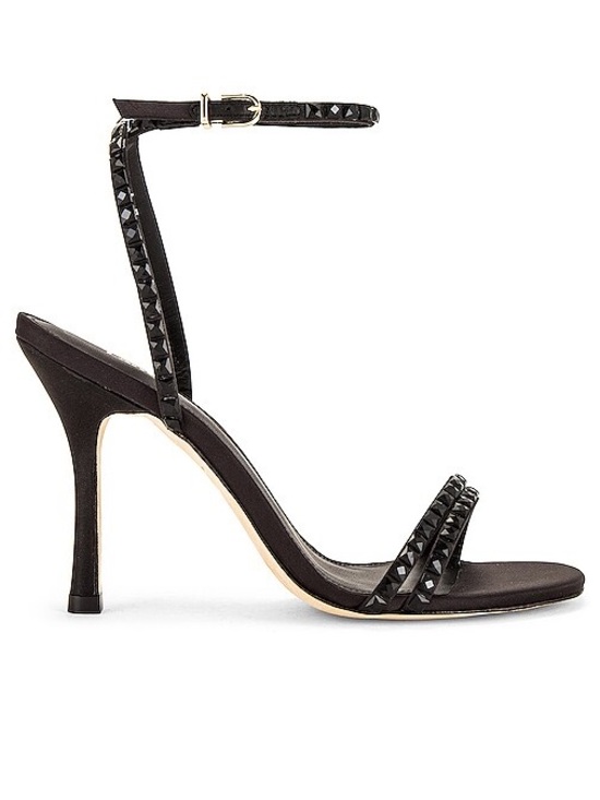 Larroude Shoes - Larroude Lola heel Black Studded Ankle-Strap Stiletto Sandals